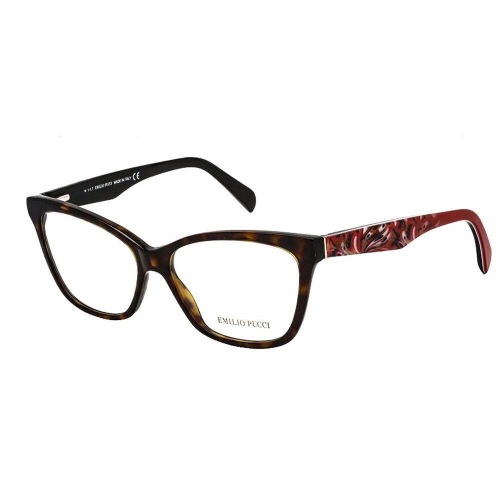 Women Emilio Pucci Pink Tortoise Square Eyeglass Frame Case 55 14 140 Mod Preppy